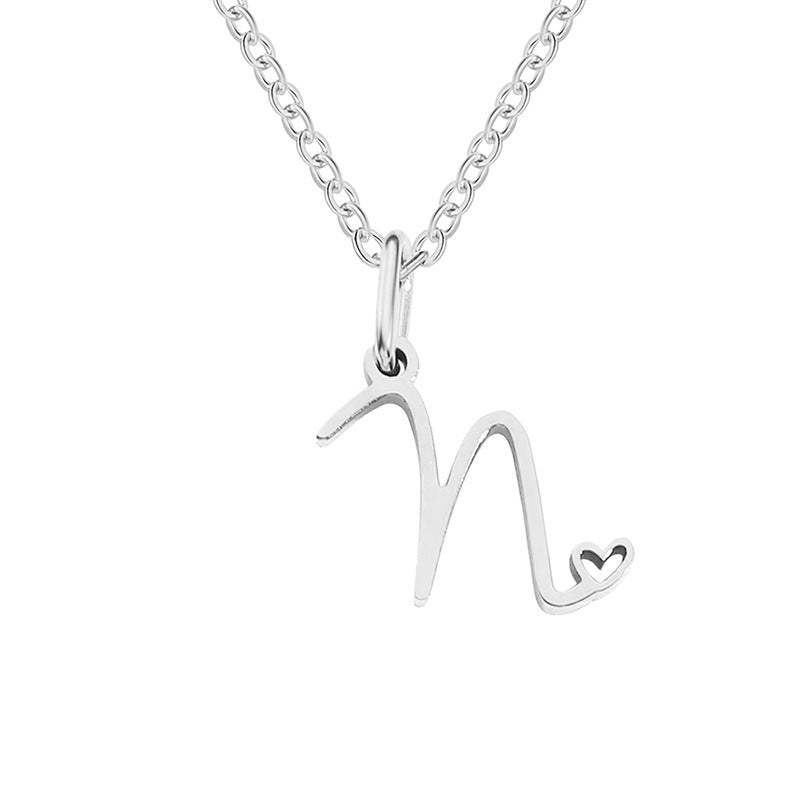 Alphabet Letter Stainless Steel Necklace