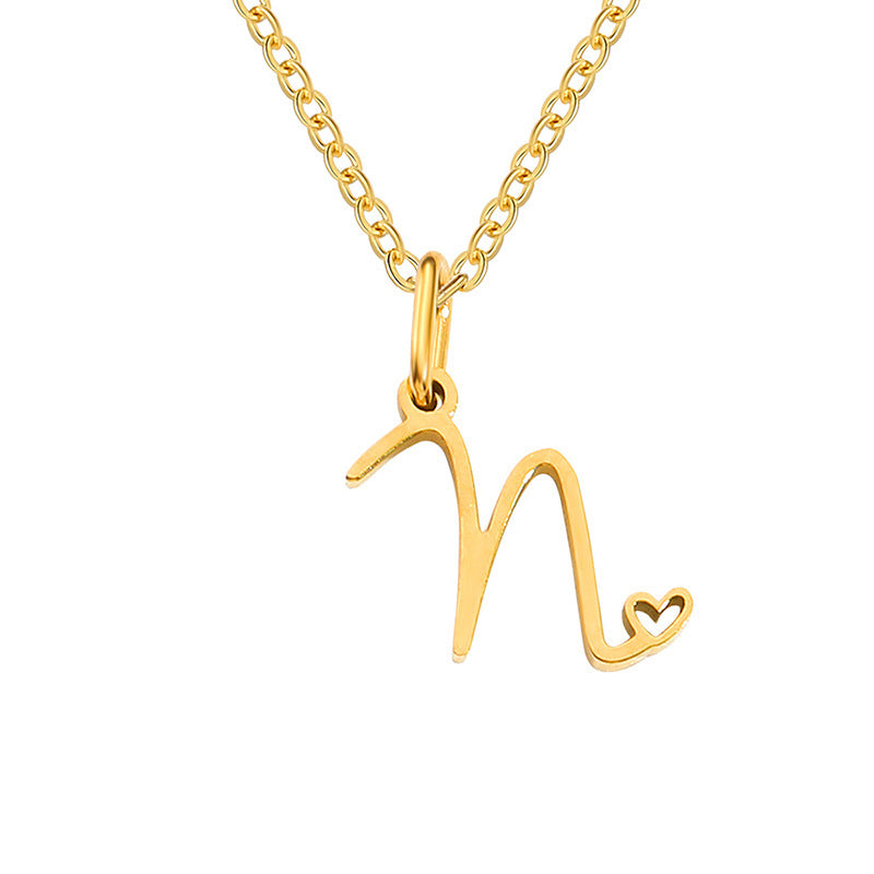 Alphabet Letter Stainless Steel Necklace