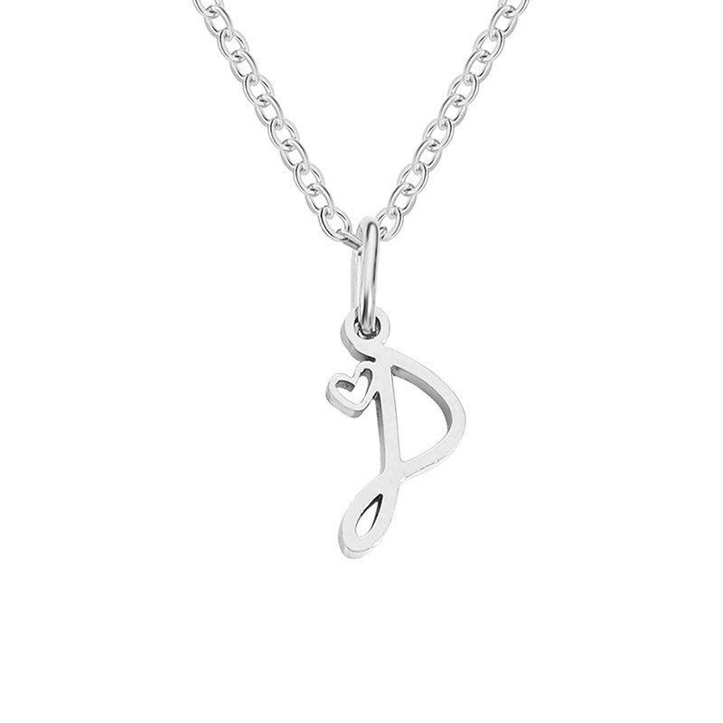 Alphabet Letter Stainless Steel Necklace