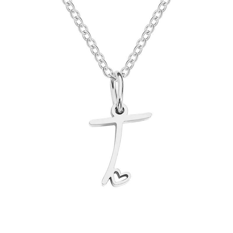 Alphabet Letter Stainless Steel Necklace