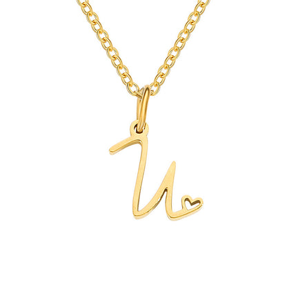 Alphabet Letter Stainless Steel Necklace