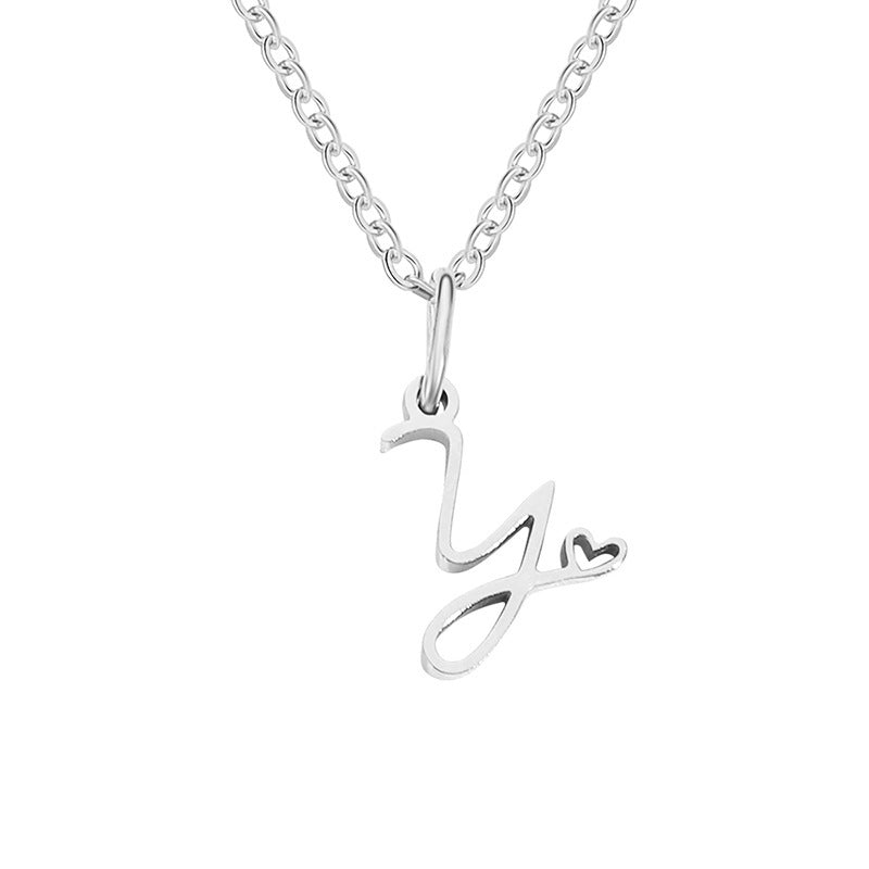 Alphabet Letter Stainless Steel Necklace