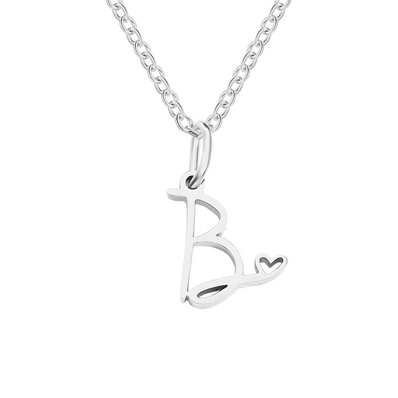 Alphabet Letter Stainless Steel Necklace