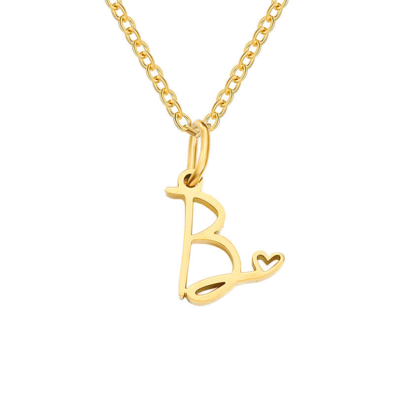 Alphabet Letter Stainless Steel Necklace