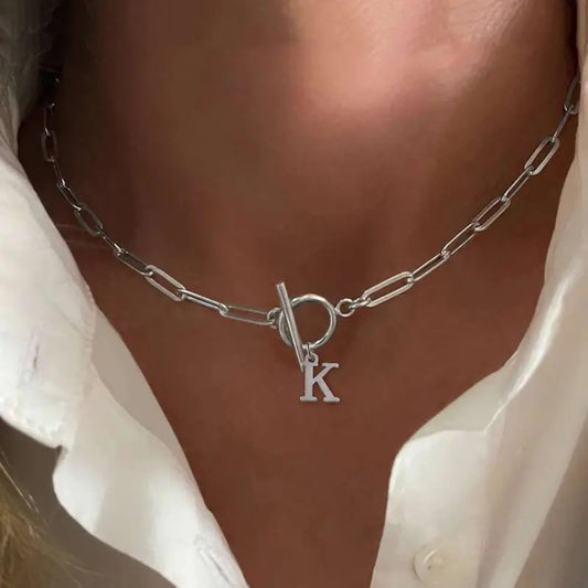 Alphabet Pendant Necklace with OT Buckle