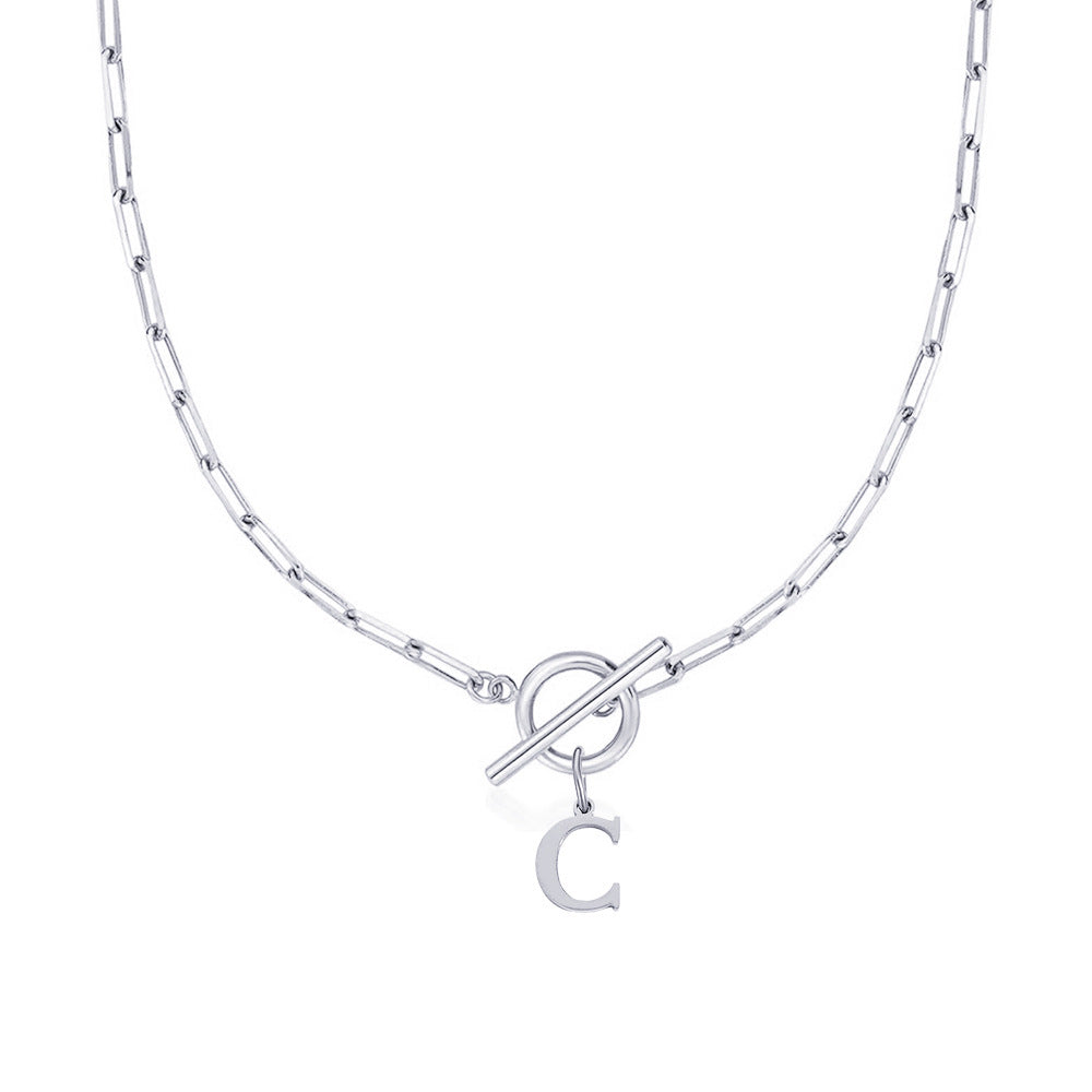 Alphabet Pendant Necklace with OT Buckle