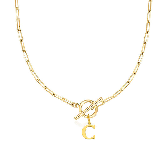Alphabet Pendant Necklace with OT Buckle