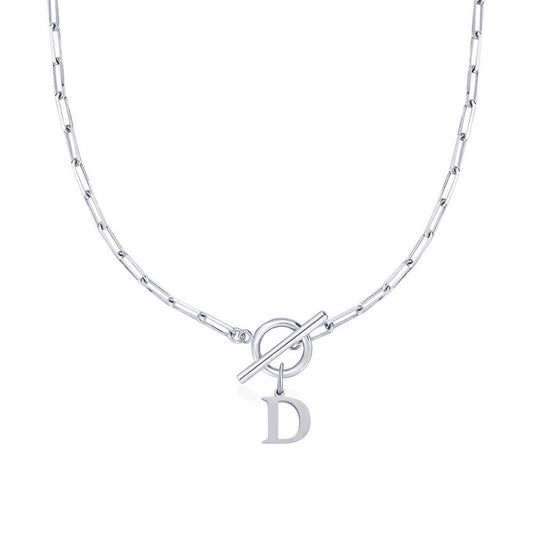 Alphabet Pendant Necklace with OT Buckle