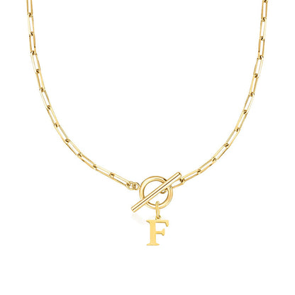Alphabet Pendant Necklace with OT Buckle
