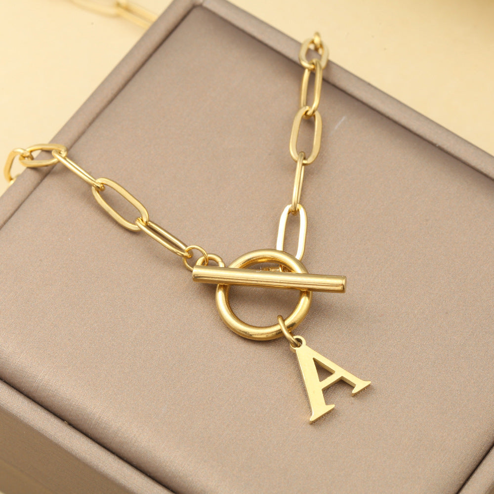 Alphabet Pendant Necklace with OT Buckle