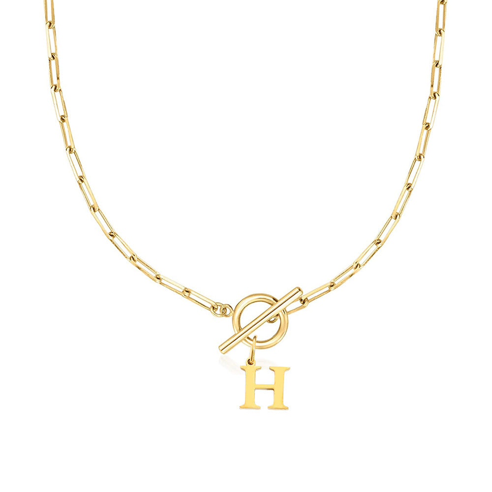 Alphabet Pendant Necklace with OT Buckle