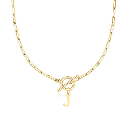 Alphabet Pendant Necklace with OT Buckle