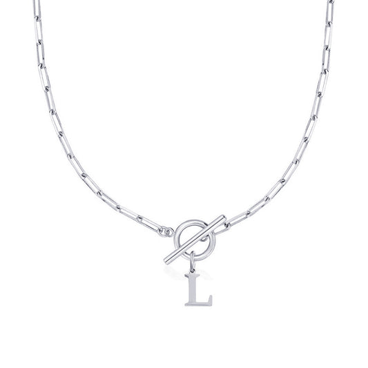 Alphabet Pendant Necklace with OT Buckle
