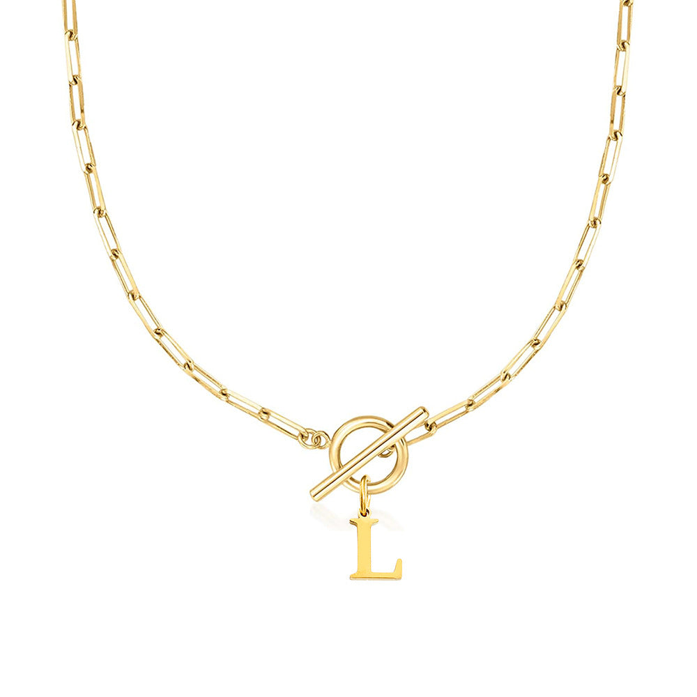 Alphabet Pendant Necklace with OT Buckle