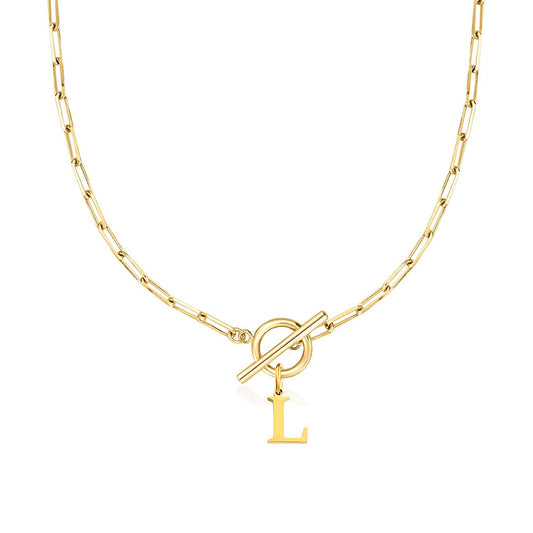 Alphabet Pendant Necklace with OT Buckle