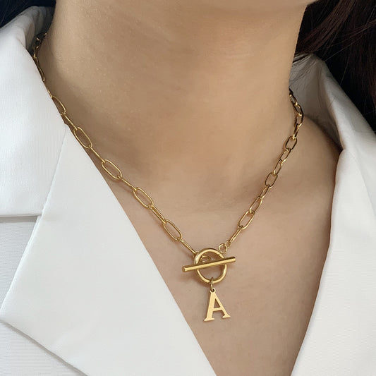 Alphabet Pendant Necklace with OT Buckle