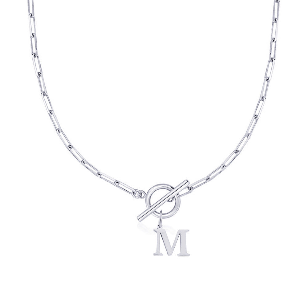 Alphabet Pendant Necklace with OT Buckle