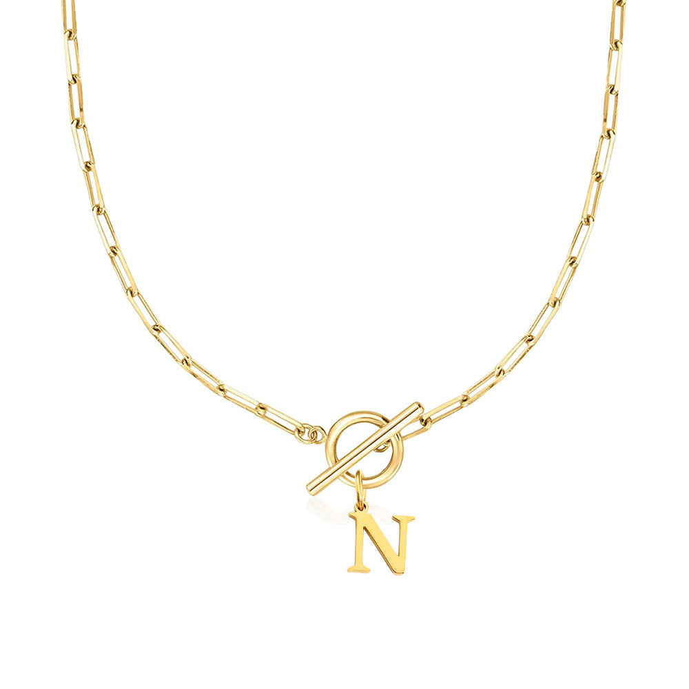 Alphabet Pendant Necklace with OT Buckle