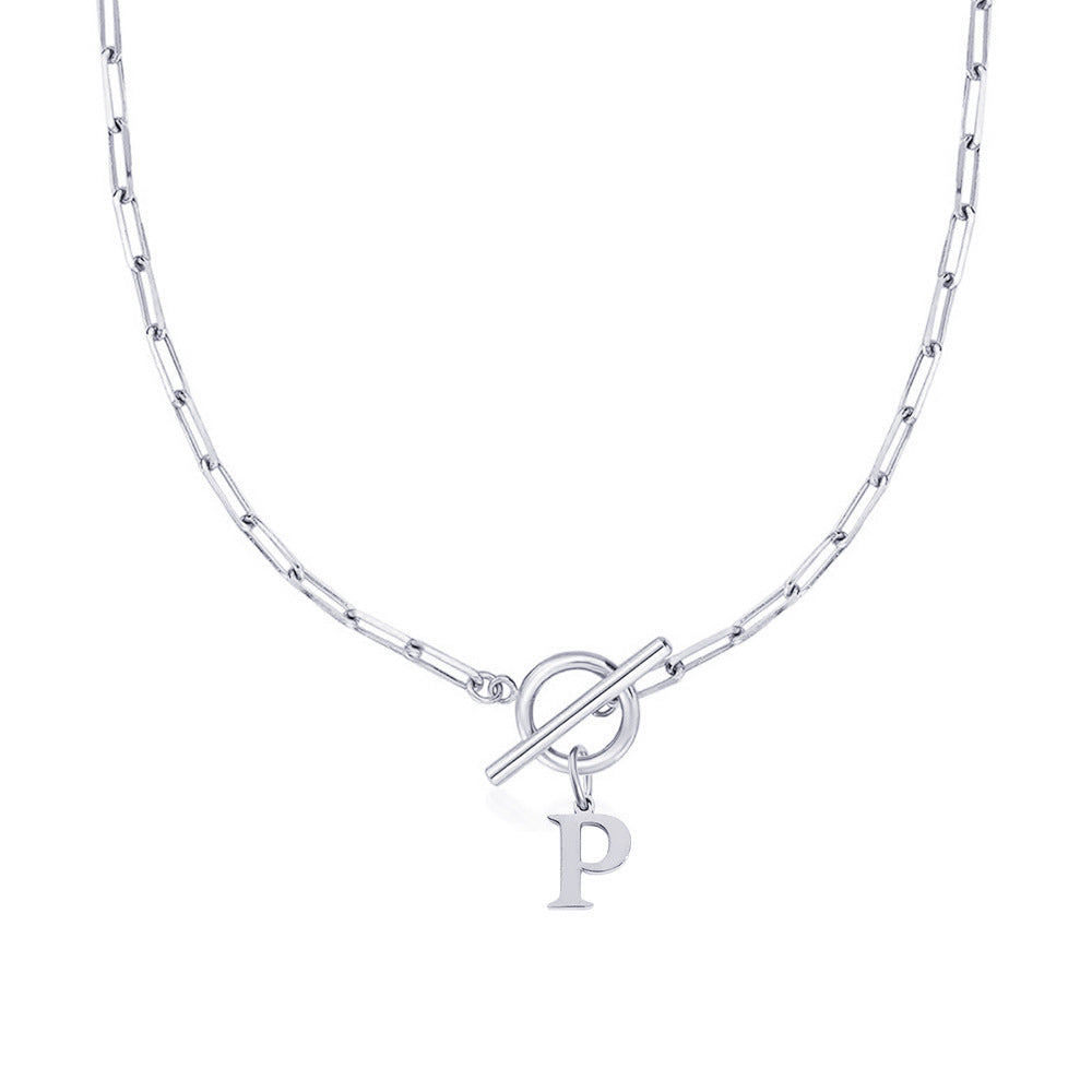 Alphabet Pendant Necklace with OT Buckle