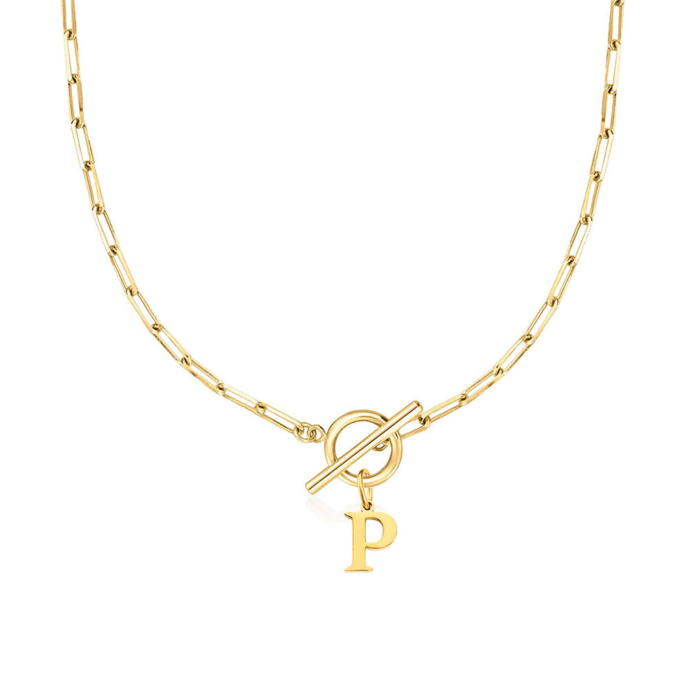 Alphabet Pendant Necklace with OT Buckle