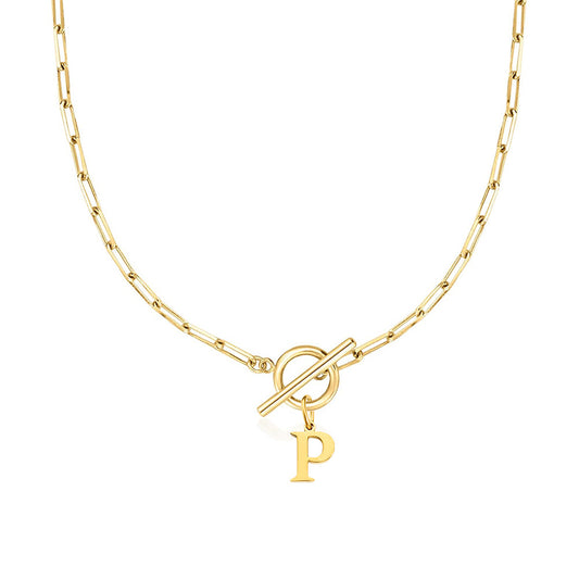 Alphabet Pendant Necklace with OT Buckle