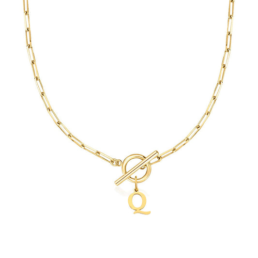 Alphabet Pendant Necklace with OT Buckle