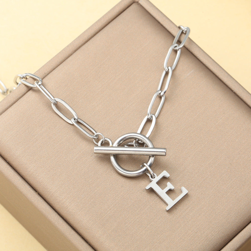Alphabet Pendant Necklace with OT Buckle