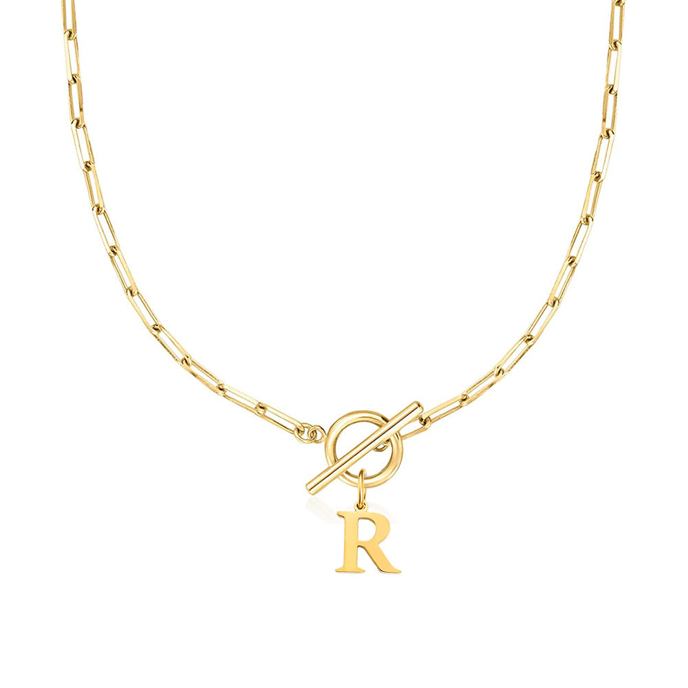 Alphabet Pendant Necklace with OT Buckle