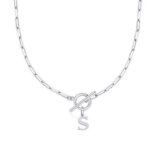 Alphabet Pendant Necklace with OT Buckle