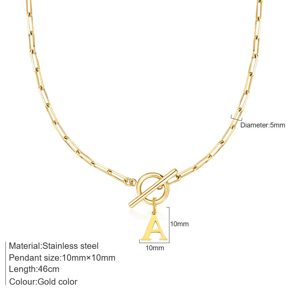 Alphabet Pendant Necklace with OT Buckle