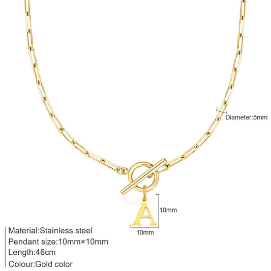 Alphabet Pendant Necklace with OT Buckle