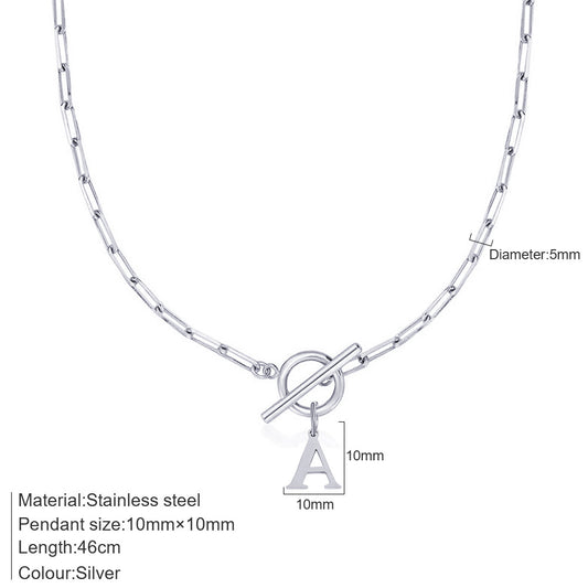 Alphabet Pendant Necklace with OT Buckle