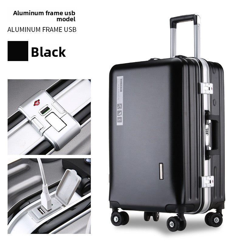 Aluminum Frame Travel Suitcase with USB Charging Port
