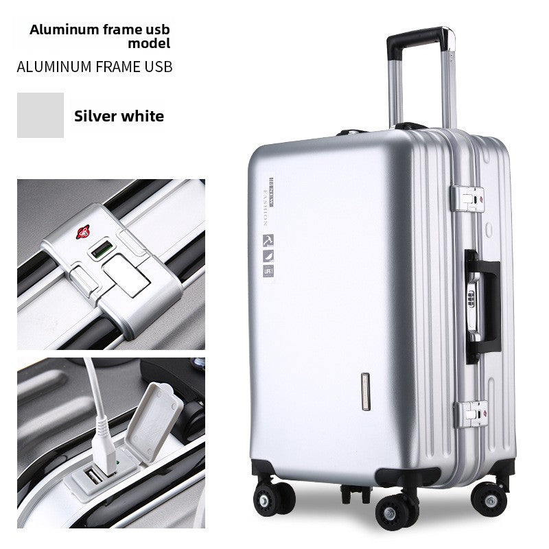 Aluminum Frame Travel Suitcase with USB Charging Port