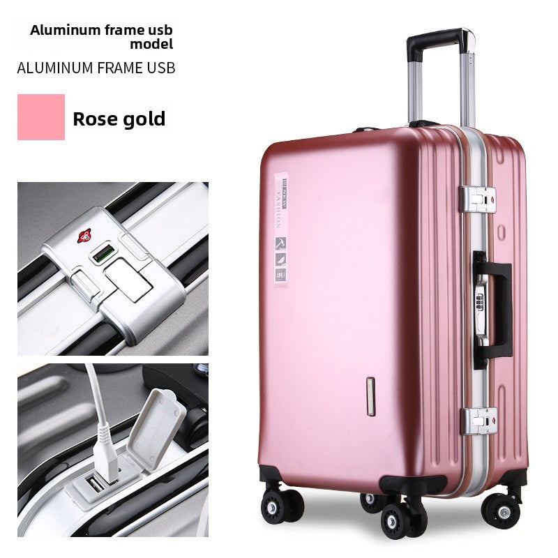 Aluminum Frame Travel Suitcase with USB Charging Port