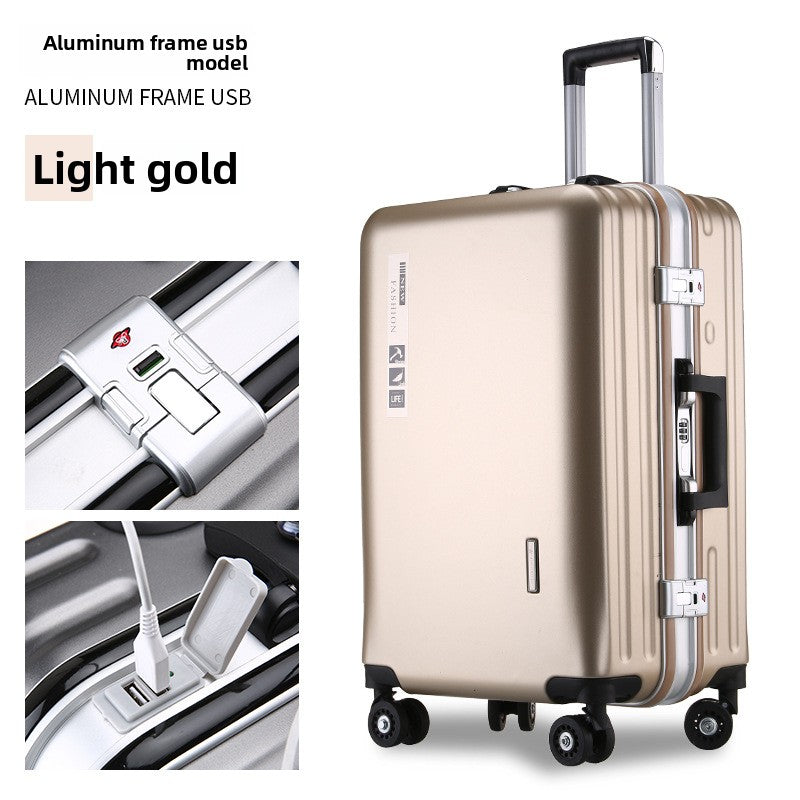 Aluminum Frame Travel Suitcase with USB Charging Port