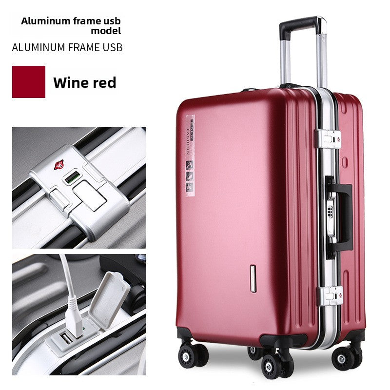 Aluminum Frame Travel Suitcase with USB Charging Port