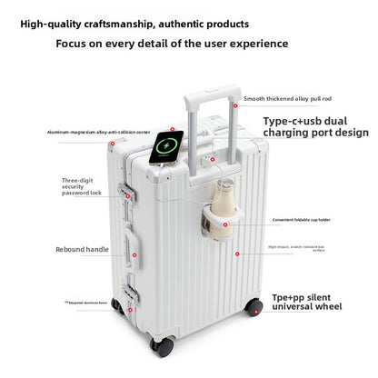 Aluminum Frame Travel Suitcase with USB Port