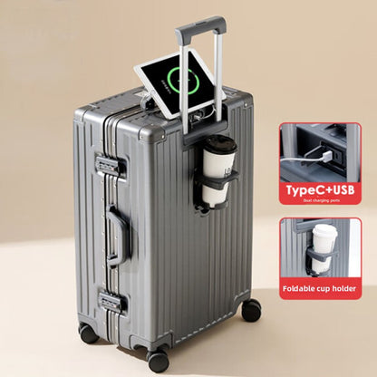 Aluminum Frame Travel Suitcase with USB Port