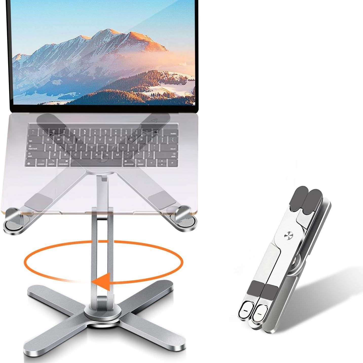 Aluminum Laptop Stand with 360 Rotation and Adjustable Height