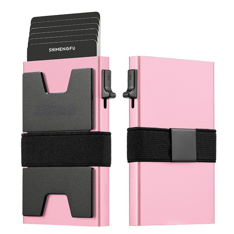 Aluminum RFID Anti-Magnetic Card Holder with Elastic Band