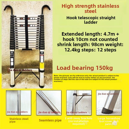 Aluminum Telescopic Ladder with Hook