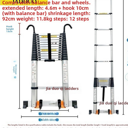 Aluminum Telescopic Ladder with Hook