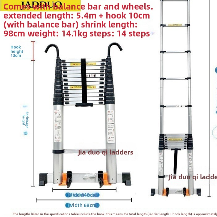 Aluminum Telescopic Ladder with Hook