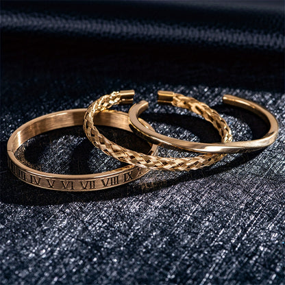 Amazon Hot Sale Vintage Open Twisted Mobius Bracelet Stainless Steel Roman Numerals Twist Bracelet suit