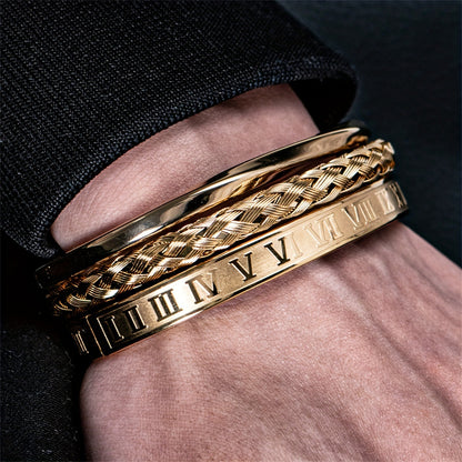 Amazon Hot Sale Vintage Open Twisted Mobius Bracelet Stainless Steel Roman Numerals Twist Bracelet suit