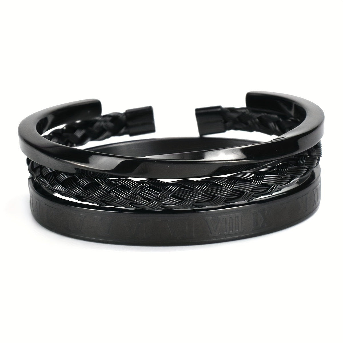 Amazon Hot Sale Vintage Open Twisted Mobius Bracelet Stainless Steel Roman Numerals Twist Bracelet suit