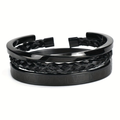 Amazon Hot Sale Vintage Open Twisted Mobius Bracelet Stainless Steel Roman Numerals Twist Bracelet suit