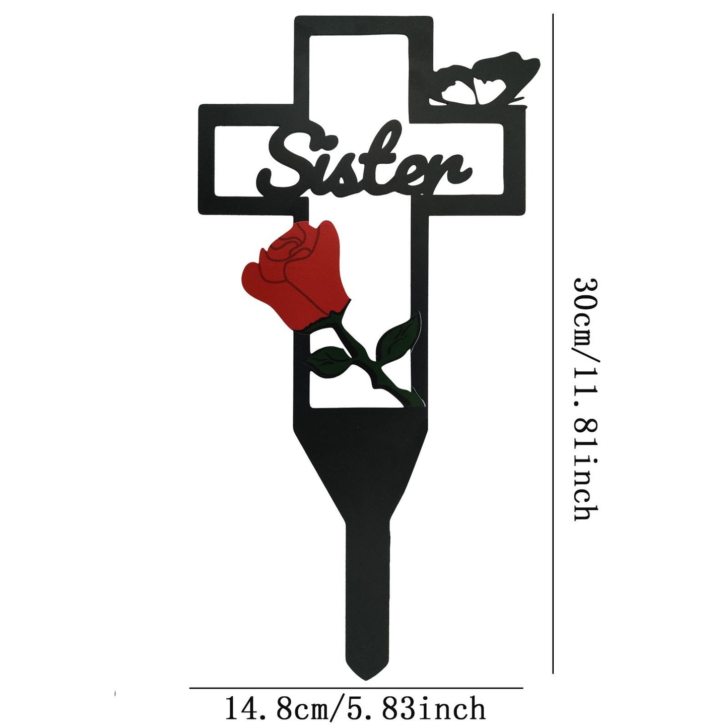 Amazon's Popular Wrought Iron Grave Cross with Red Robe and Floral Decoration, Garden and Yard Stake Ornament
