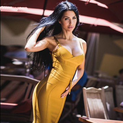 AmazSuspender Waist Sexy Hip-Covering Bandage Dress